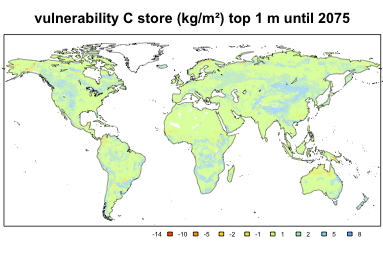 Global map showing the vulnerability of soil organic C